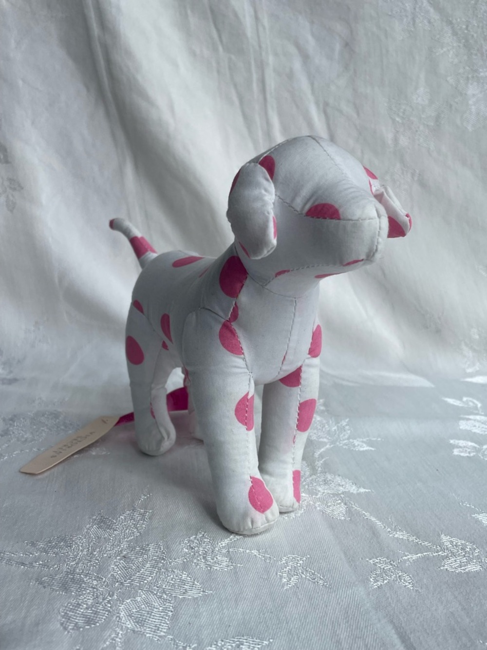 Victoria’s Secret Stuffed Dog White with Pink Polka Dots NWT